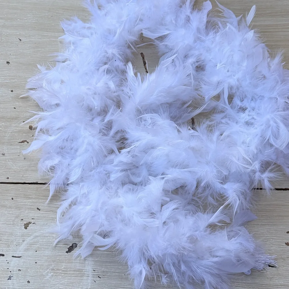 Set of 5 White Feather Fluffy Garland Boa 4’ with end ties/hooks